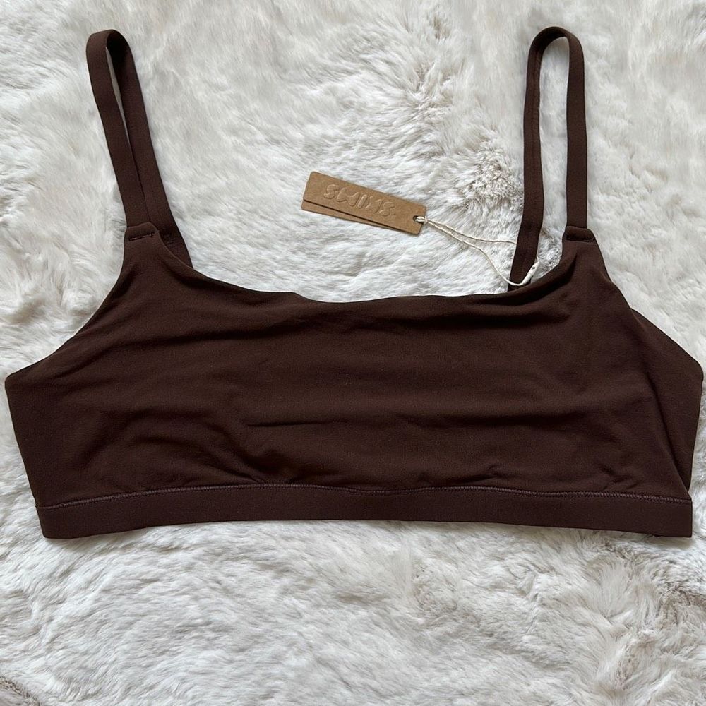 SKIMS Cotton Jersey Scoop Bralette Cocoa Size XL - Picture 5 of 7